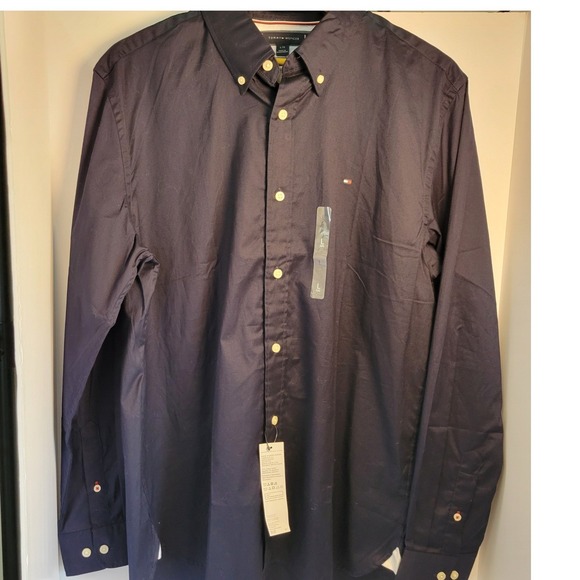 Tommy Hilfiger Other - Tommy Hilfiger Mens Dark Navy Blue Regular Fit Stretch Shirt 78JB396 410 FAP L